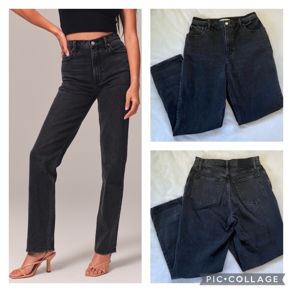 Abercrombie & Fitch • Ultra High Rise 90s Straight Jean Curve Love Black